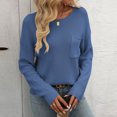 thumbnail image 2 of UTSJKR Women's Knit Sweaters with Chest Pockets Classic Solid Crew Neck Sweaters Casual Loose Comfy Basic Pullover Jumper Tops Long Sleeve Tops 2024 Fashion Blue XL, 2 of 6