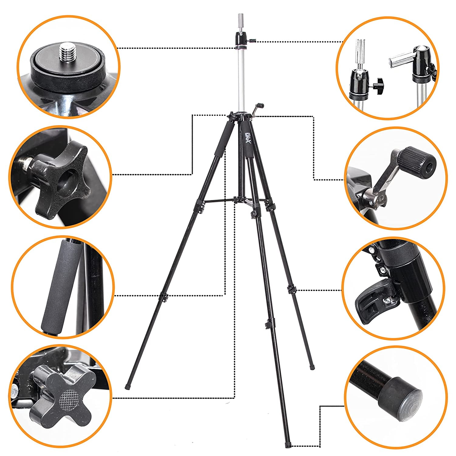GEX Black Mannequin Head Tripod Canvas Block Head Tripod Training Head Stand Mannequin Head Stand Heavy Duty Tripod With a Black Bag