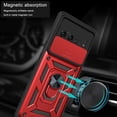 thumbnail image 3 of Case for Google Pixel 6 Pro with Slide Camera Cover,Military Grade Heavy Duty Protection Phone Case Cover with Magnetic Ring Kickstand for Google Pixel 6 Pro SJ Red, 3 of 13