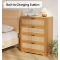 thumbnail image 5 of Senfot Tall Rattan Dresser with 4 Drawers,Modern Wooden Spacious Storage Chest of Drawers with Handles,Wide Top,Easy to Assemble,for Living Room,Bedroom,Hallway,Entryway,Wood Color, 5 of 7