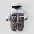 thumbnail image 2 of OJSFQUFP Baby Winter Snowsuit Hooded Padded Jumpsuit Color Block Cute Pocket Design Warm Cold Weather for Toddler Boys Girls, 2 of 8