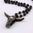 thumbnail image 3 of NEW Bohemian Tribal Ox Horn Moon Cross Pendant Knotted Amazonite Stones Necklace, 3 of 3