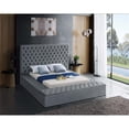thumbnail image 3 of Pemberly Row Modern Solid Wood Tufted Velvet King Bed in Gray, 3 of 9