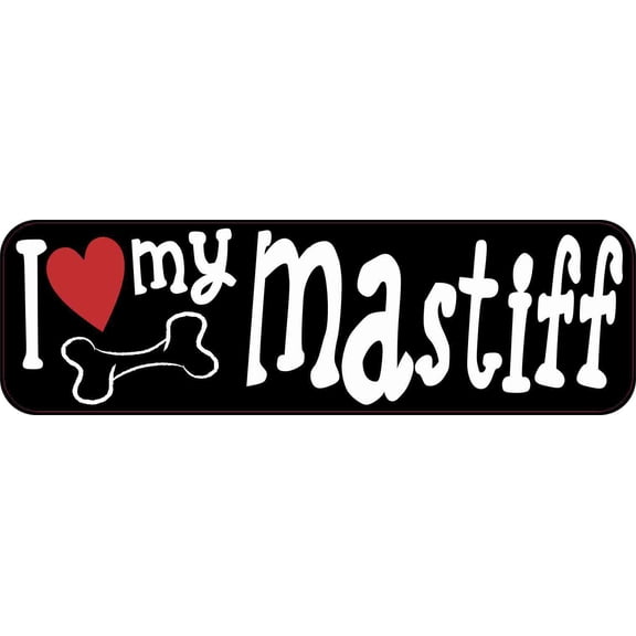 10in x 3in I Love My Mastiff Bumper Sticker Vinyl Truck Window Decal Decals