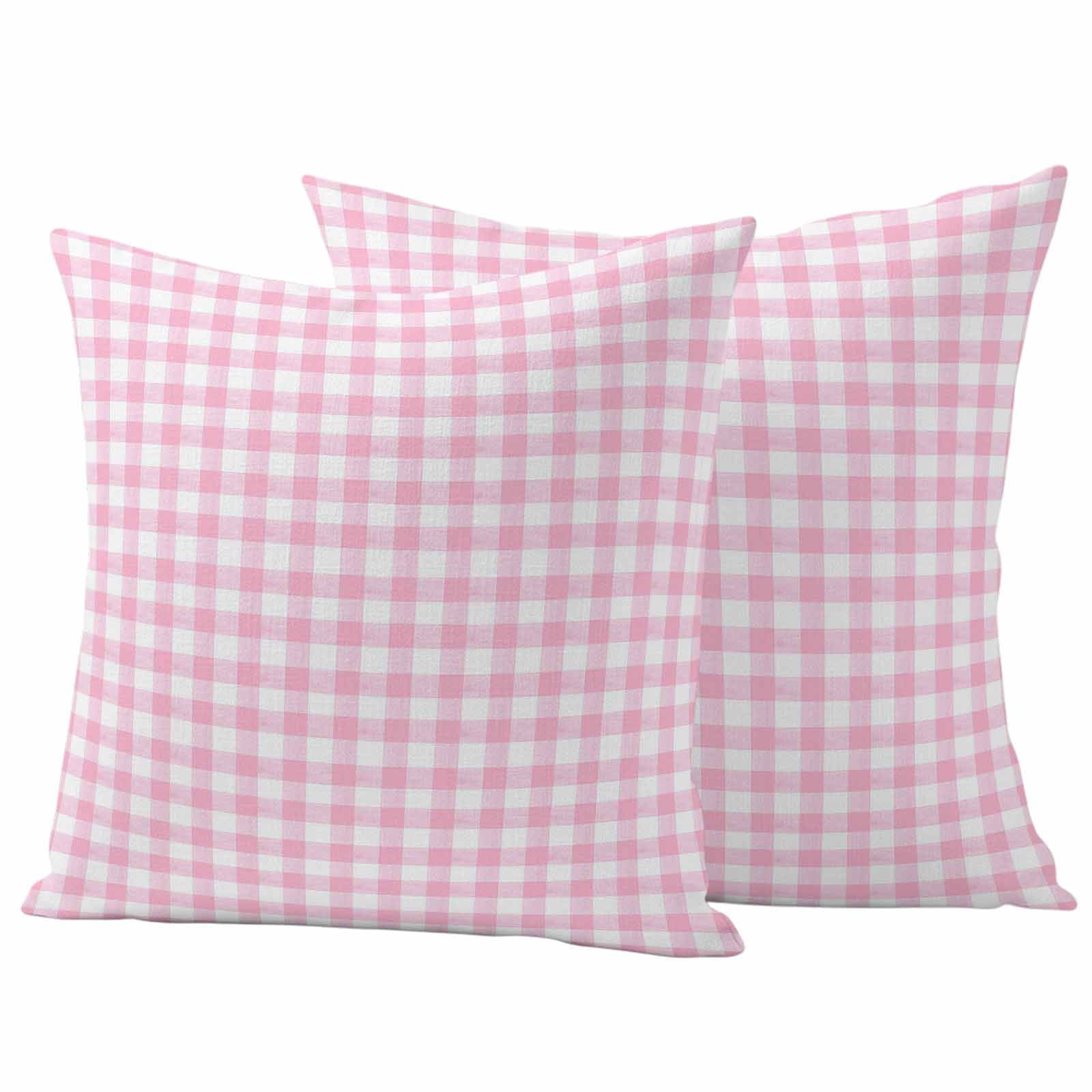 Pack of 2 Outdoor Pillow Covers,Waterproof Pink Throw Pillow Covers,Country French Rustic Buffalo Plaid Modern Art Decorative Pillowcases Cushion Covers for Couch Pillow Sham Protector 24x24 Inch