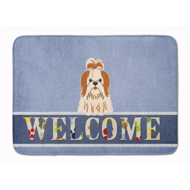 Carolines Treasures BB5668RUG Shih Tzu Tapis en Mousse à Mémoire de Forme Lavable en Machine Rouge Blanc