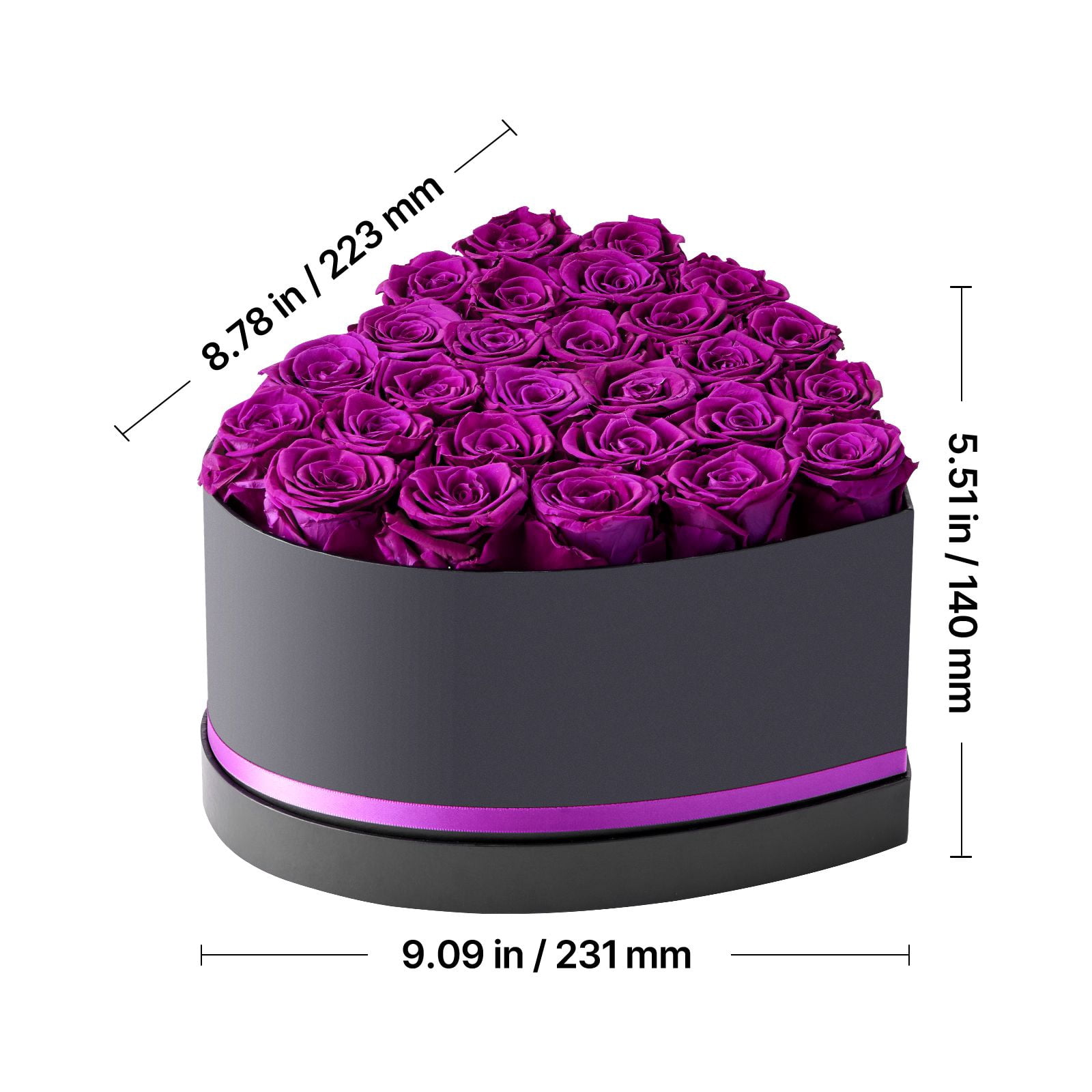 Preserved Roses 27 Real Roses in Heart Box, Lasts Up to 3 Years, No Watering Needed, Light Rose Fragrance, Romantic Gift for Valentine's Day Birthday Christmas
