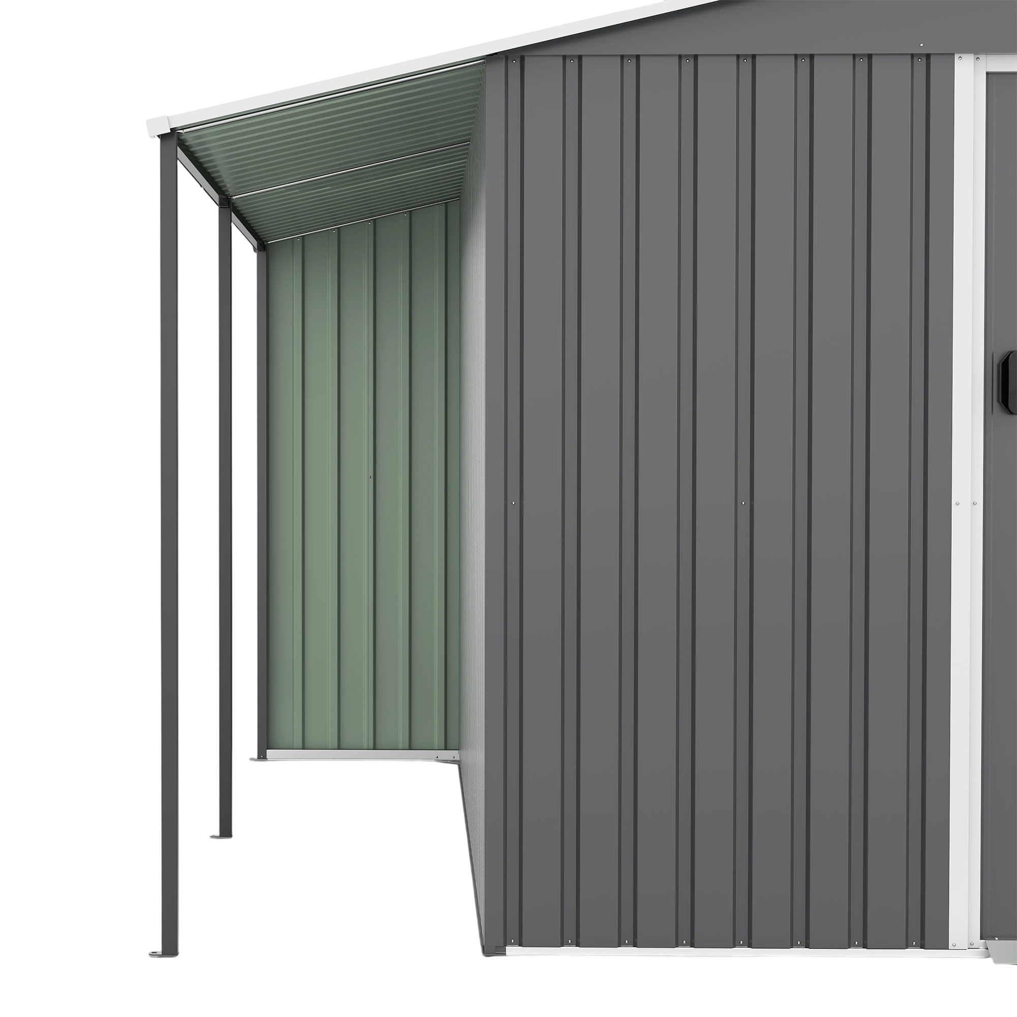 10x12 FT Outdoor Storage Shed - Extra Large Metal Shed with Dual-Zone Design, Sliding Doors & Ramp, Lockable Steel Tiny House for Garden/Backyard, Firewood Storage & Chicken Coops (Dark Gray)