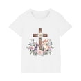 thumbnail image 3 of Aloohaidyvio Resurrection Shirt for Girls Simple Easter Day Shirt, Breathable Short Sleeve Top with Small Egg Pattern for School or Playdates 7 Years, 3 of 4