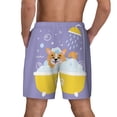 thumbnail image 4 of Uemuo Corgi Washing in Bathtub Pattern Mens Swim Trunks Quick Dry Board Shorts with Mesh Lining, Stretch Beach Shorts Quick Dry No-Chafing Board Shorts-, 4 of 9