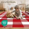 thumbnail image 4 of ODIKA 3'x5' Washable Throw Rug Red White Buffalo Plaid Welcome Festive Tartan Design with Big Check Motif for Entryway, Kitchen, Mudroom, Stain Resistant, Low Profile, Non-Slip, 4 of 7