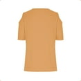 thumbnail image 6 of CFLVAEK Womens Cold Shoulder Tshirts Casual Short Sleeve Summer Tshirt Loose Fit Round Neck Blouses Fashion Solid Color Going Out Tops Orange XL, 6 of 7