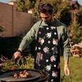 thumbnail image 4 of Pioneer Flower Floral Print Pattern Cotton Linen Apron with Pockets, Waterproof Adjustable, 33x27 Inch for Kitchen, Gardening, BBQ, Salon, 4 of 6