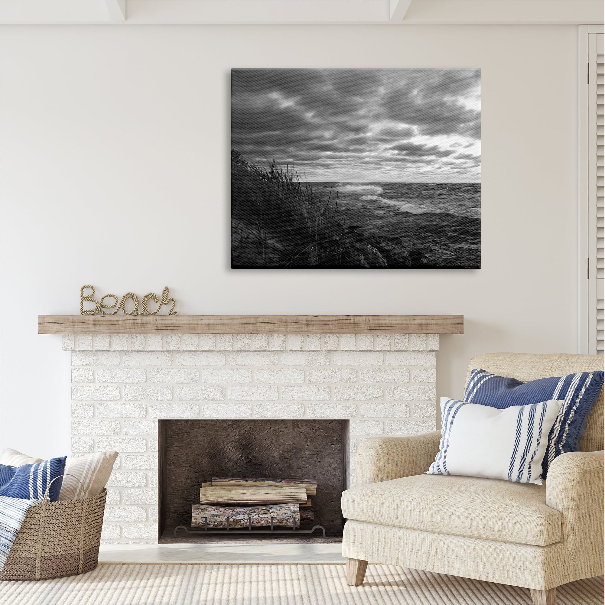 Stupell Industries Stormy Sea Photography Landscape Photography Gallery Wrapped Canvas Art Print Wall Art, 48 x 36