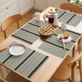 thumbnail image 5 of Green Yellow Striped Placemats Set of 4 Modern Stripes Art Farmhouse Place Mats Indoor Wipeable Table Mats Washable Cloth Dining Table Placemats for Kitchen Holiday Party Home Decor 13x19 Inch, 5 of 9
