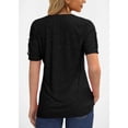 thumbnail image 2 of Women's Short Sleeve Summer Casual V-Neck Pleated T-Shirt with Zipper Design Solid Color Top, 2 of 5