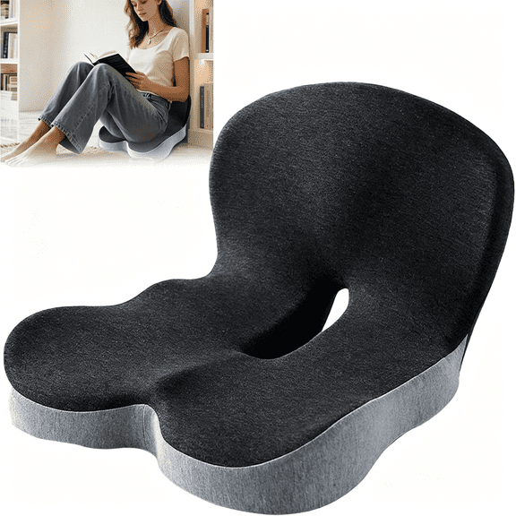 XIBUFE Truck Seat Cushion,Memory Foam Seat Cushion for Office Chair,Truck Drivers & Wheelchair,Ergonomic Car Seat Cushions for Long Driving,with Lumbar Support & Sciatica Relief Back Pain