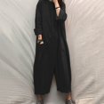 thumbnail image 4 of Aayomet Jumpsuits For Women Sexy Ladies Autumn Winter Solid Color Pockets Jumpsuit Shirt Long Trousers Jumpsuit,Black L, 4 of 5