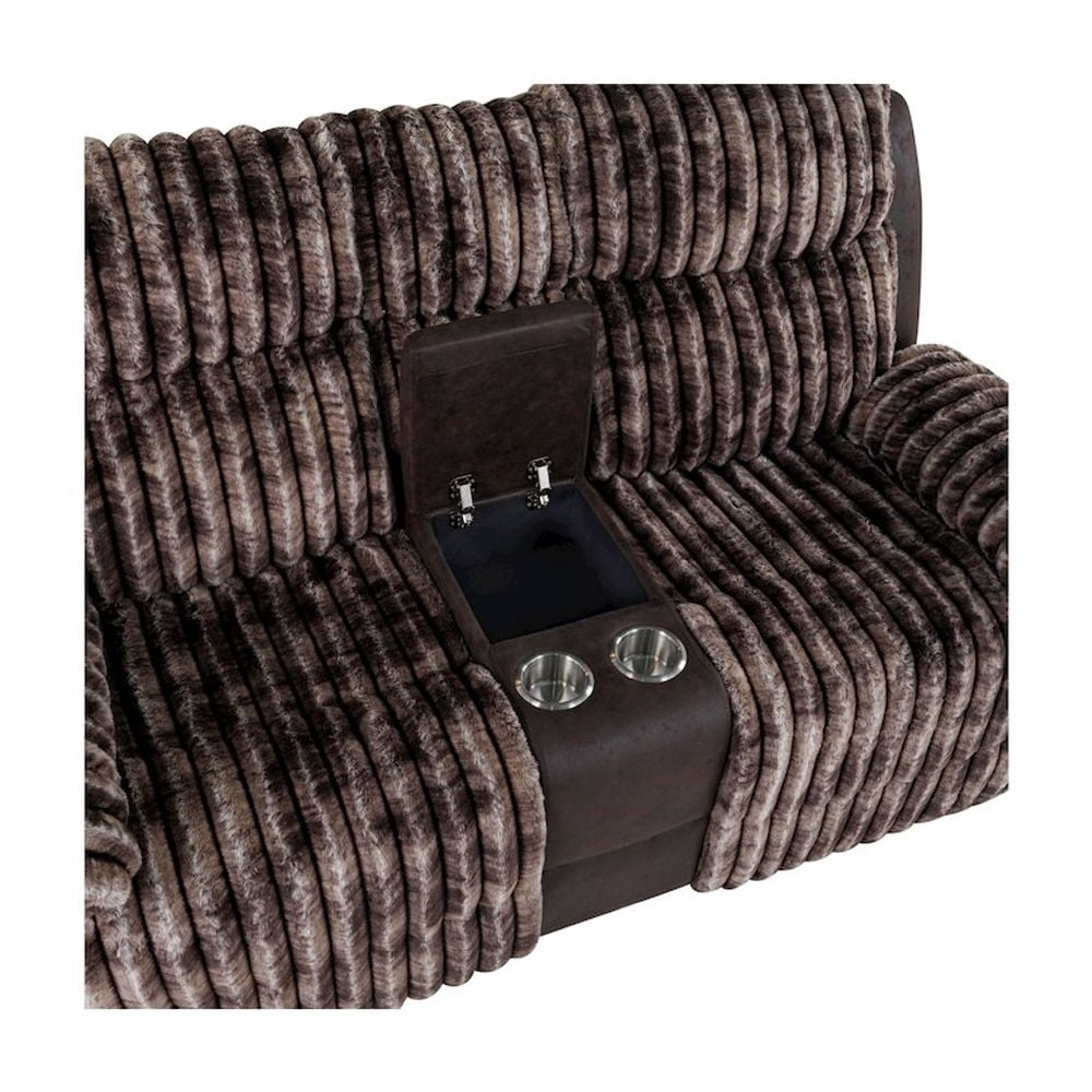 6028 Brown Extra Soft Console Reclining Loveseat