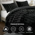 thumbnail image 3 of Regency Heights Full/Queen Size Comforter Sets, Black Fluffy Ribbed Plush Bedding Set, 3-Piece Faux Fur Ribbed Bedding Comforter Set, 3 of 10