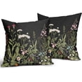 thumbnail image 2 of Spring Pillow Covers 18x18 Set of 2 Sage Green Black Floral Wild Flower Plant Vintage Botanical Print Decorative Throw Pillow Cases Outdoor Seasonal Farmhouse Decor for Sofa Couch Bed, 2 of 6