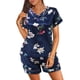 thumbnail image 3 of Gibobby camisón clásico de maternidad Conjunto de pijamas de mujer Ropa de dormir de satén Lencería sexy Camisa con cuello en V Pantalones cortos Ropa de dormir Ropa de casa (Azul, M), 3 of 5