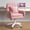 Pink, variant on BTFYOU Height Adjustable Wheeled Computer Chair, Cute Mid Back Velvet Swivel Desk Chair, Multi-use Stylish Seating for Makeup Room and Home Office, White