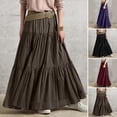 thumbnail image 1 of Women Maxi Skirt High Waist Ruffle Splicing Large Hem Long Skirt Pure Color Work Leisure Travel Skirt, 1 of 8
