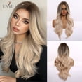 thumbnail image 2 of EASIHAIR Ombre marrón claro rubio platino largo ondulado parte media peluca de pelo Cosplay Natural resistente al calor peluca sintética para mujeres Tan Jianjun unisex, 2 of 2