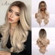 thumbnail image 2 of EASIHAIR Ombre marrón claro rubio platino largo ondulado parte media peluca de pelo Cosplay Natural resistente al calor peluca sintética para mujeres Tan Jianjun unisex, 2 of 2