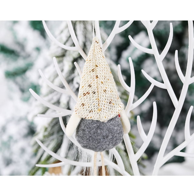 Xihbxyly Colgante de Muñeco Navideño, Ángel Sin Rostro de Punto, Diseño Dorado, Rojo y Gris, Decoración Navideña para El Hogar, Adorno para Árbol, para Chimenea o Pared, Tamaño 20 X 8 Cm
