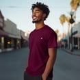 thumbnail image 4 of Dalix Lil Heart Midweight Cotton Short Sleeve Summer Tee Mens in Maroon M Medium, 4 of 5