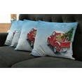 thumbnail image 5 of Ambesonne Christmas Throw Pillow Cover 4 Pack, Red Truck Xmas Tree, 16", Blue Red, 5 of 5