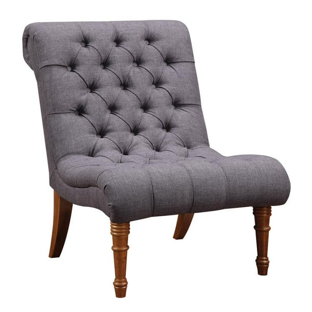 Tufted Accent Chair without Arms Charcoal Grey