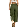 thumbnail image 6 of JGGSPWM Women's Wide Leg Capri Pants Cropped Mid Waist Loose Summer Beach Vacation Casual Solid Color Pants with Pockets Green M, 6 of 6