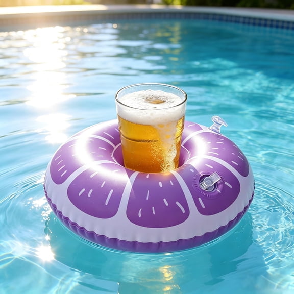 Summercome Inflatable Drink Holder, Drink Floaties for Pool, Pool Drink Floats for Hawaii Themed Pool Parties Cute Orange Inflatable Cup Holders Coasters