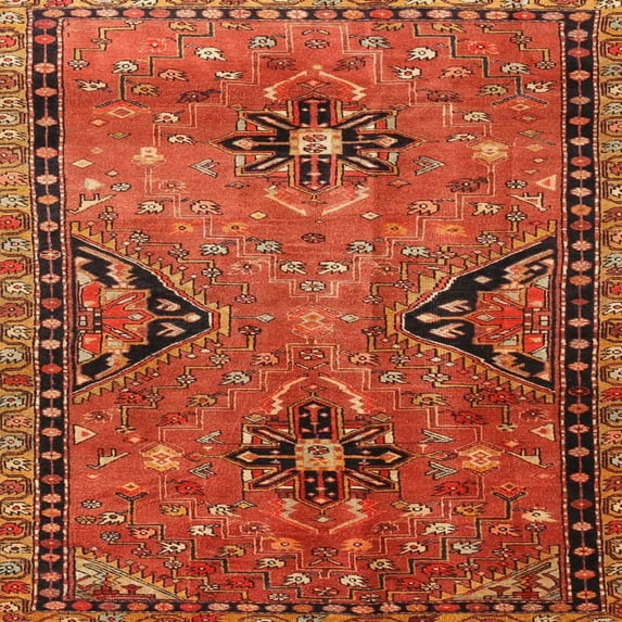 Ahgly Company Indoor Square Traditional Orange Persian Area Rugs, 4' Square