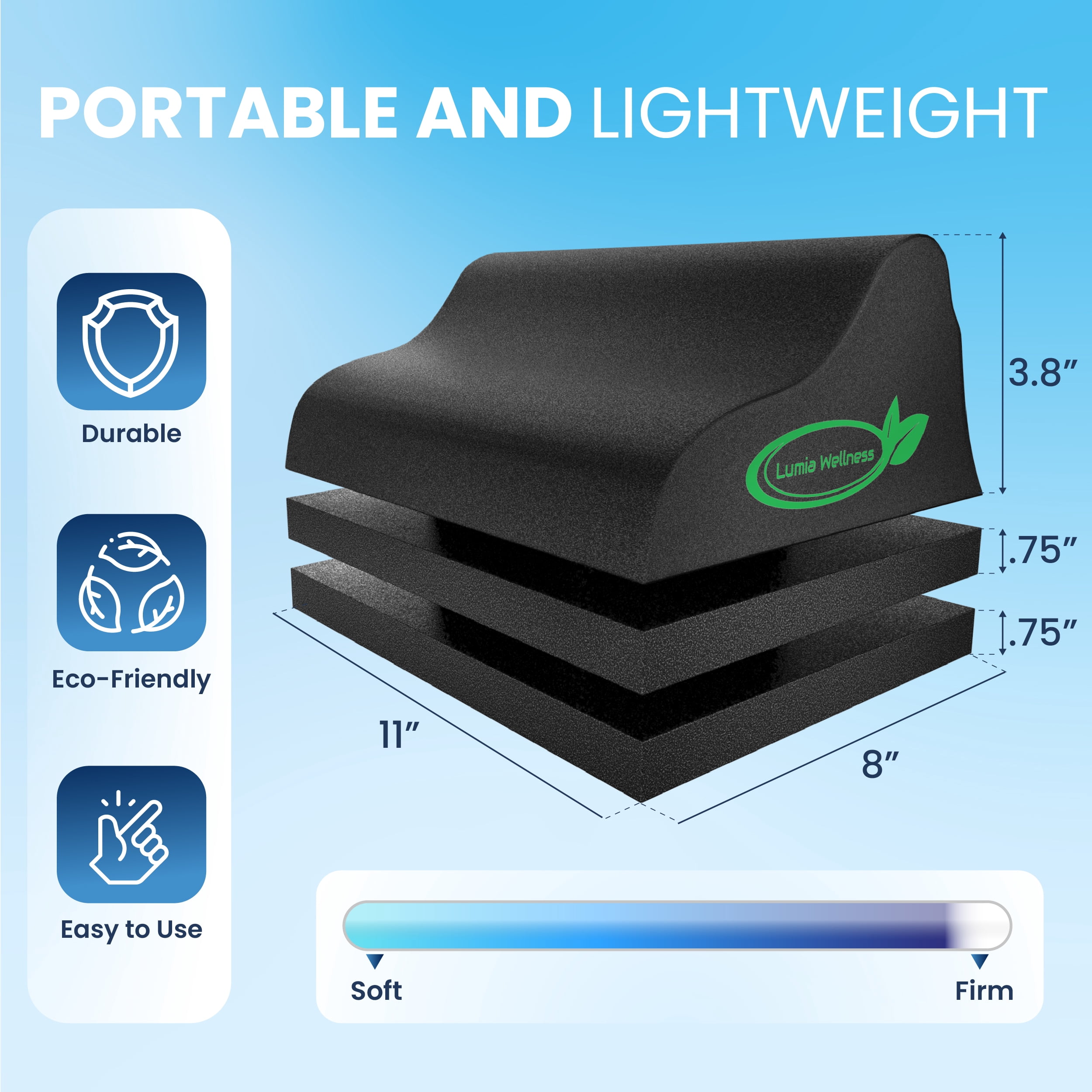 Lumia Wellness Lumbar Traction Block, Chiropractic Back Stretcher for Pain Relief, Lumbar Decompression, Lumbar Lordosis & Thoracic Kyphosis Correction