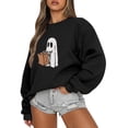 thumbnail image 1 of Meichang Chandails en Molleton d'Halloween pour Femmes Mode Automne Imprimé Fantôme Chandail Ample Confortable Col Rond Chandail en Molleton Orange Manches Longues Hauts Décontractés en Polaire, 1 of 5