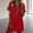 Dresses-433Red, variant on Dresses for Women Denim Trim V-Neck Collared Dress Short Sleeve Button Front Loose Fit Shift Mini Dress Casual Tunic Dress with Pockets Red XL