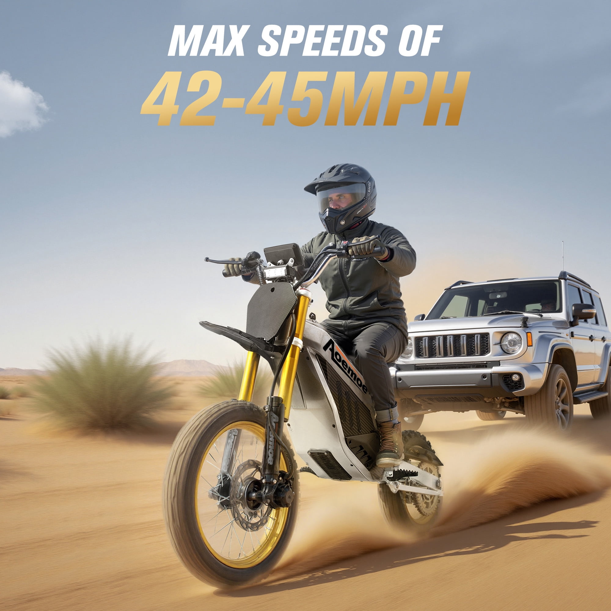 Aoemoe 48V Electric Dirt Bike 3000W (Peak Power)  42mph  (Black)