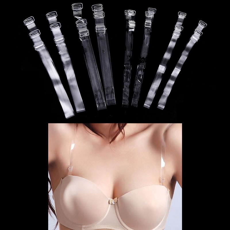 3 Pairs Practical Clear Crystal Invisible Bra Set Shoulder Straps Transparent.CG 