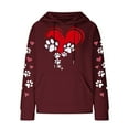 thumbnail image 4 of FAVIPT Womens Valentines Day Hoodies Hoodies for Women 2024 Fall Print Long Sleeve Hooded Sweatshirt Drawstring Pocket Pullover Hoodie Top Wine,M, 4 of 4
