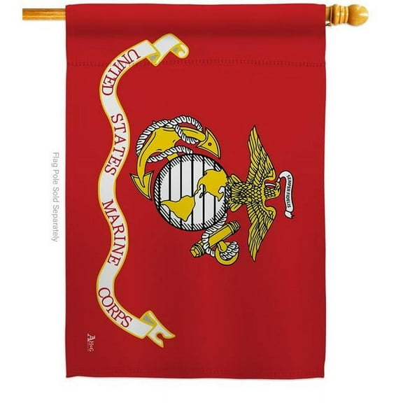 28 x 40 in. Marine Corps House Flag with Armed Forces Double-Sided Decorative Horizontal Flags Decoration Banner Garden Yard Gift
