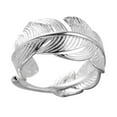 thumbnail image 1 of 1pc Silver Feather Ring Female Texture Ring Opening Adjustable Ring Jewelry, 1 of 8