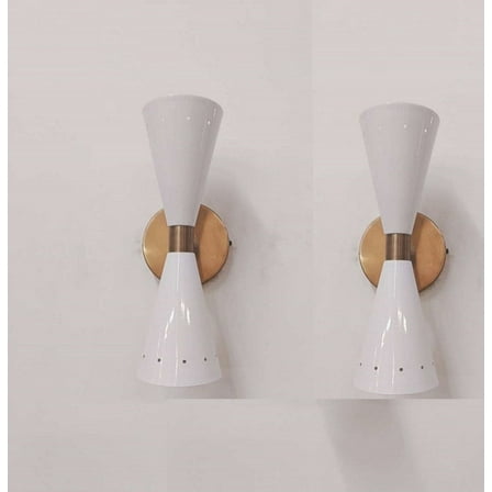 Set of 2 Metal Shade Sconce ,Modern Raw Brass Wall Shade Lamp , Mid Century Wall Light Fixture , Bathroom, Vanity , Bed Room Lights