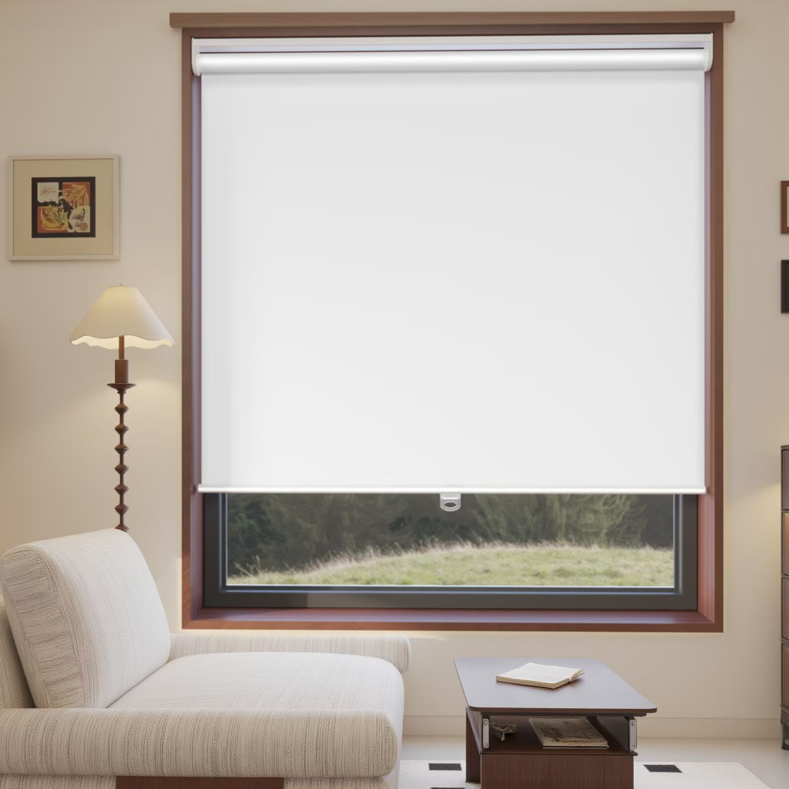 MYshade Cordless Blackout Roller Shades for Windows White-35"W*72"H Room Darkening Rolled up Blinds with Spring System Pull Down Shades Window Blinds for Home