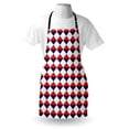 thumbnail image 3 of Americana Apron Half Triangles Diamond Shapes Retro Navy Inspired Artwork Print, Unisex Kitchen Bib Apron with Adjustable Neck for Cooking Baking Gardening, Red Dark Blue and White, by Ambesonne, 3 of 3