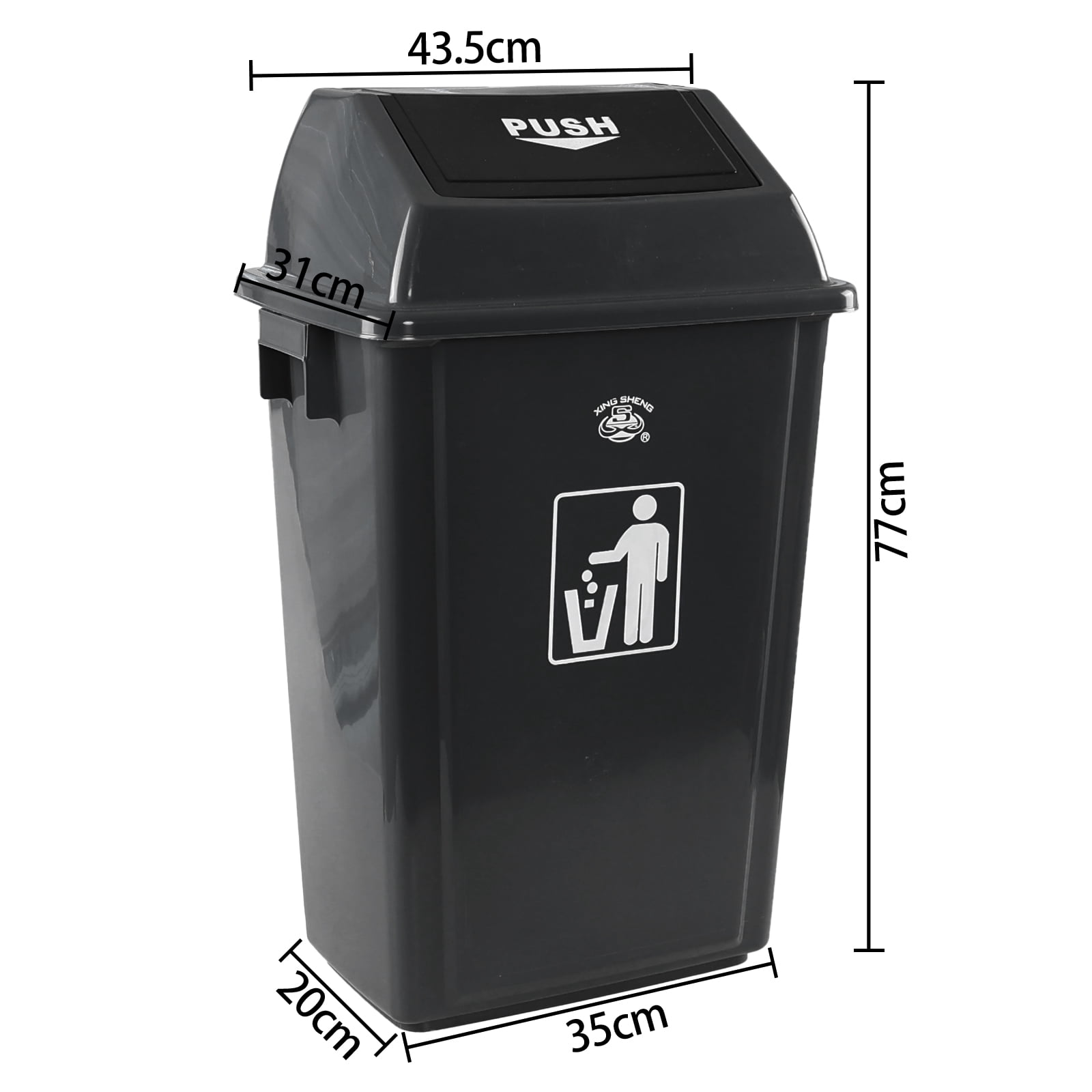 Melontray 4 Pack Large Swing Top Trash Can, 15 Gallon Plastic Garbage Can with Lid for Kitchen Garage, Office, Grey