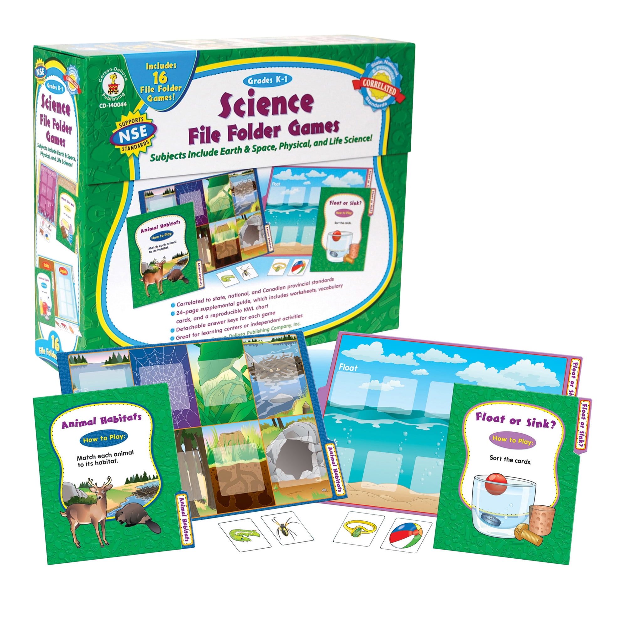 Science File Folder Games Skill Building Center Activities, Grades K